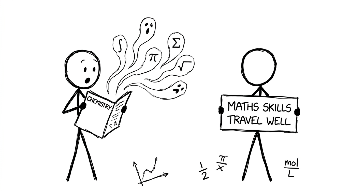 When “Chemistry” opens and maths floats out