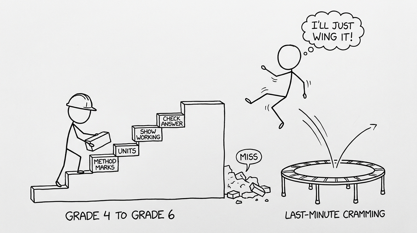 A staircase built from method marks beats last-minute cramming