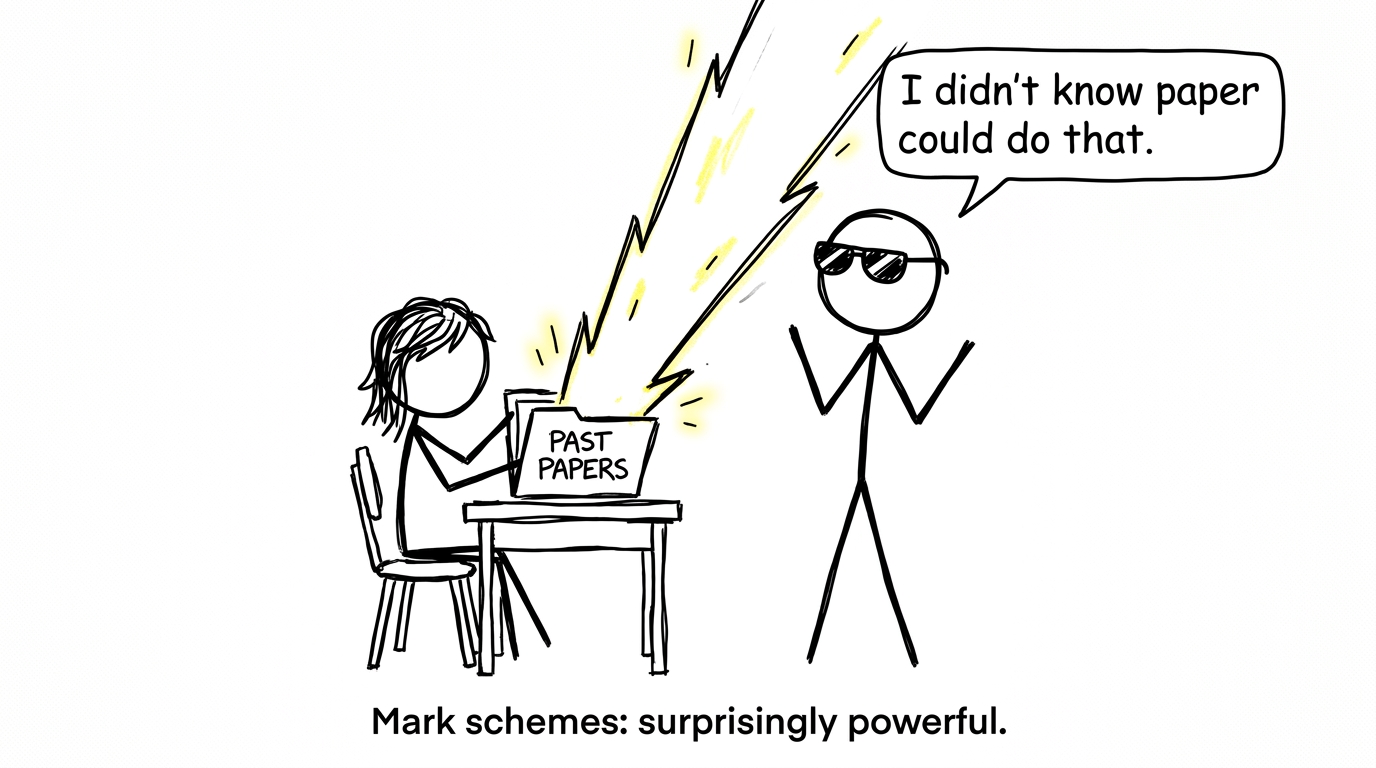 Past papers open like a dramatic beam of light