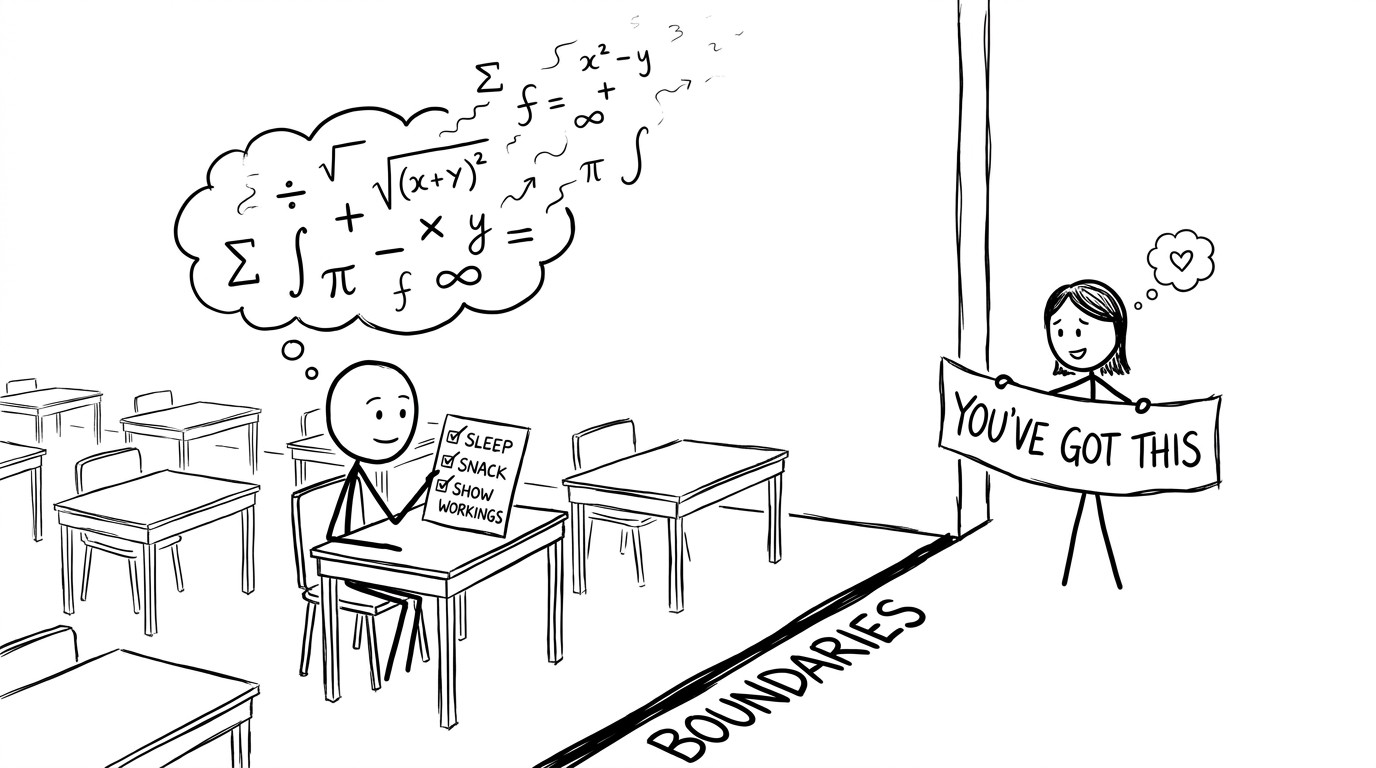 Exam calm checklist with boundaries